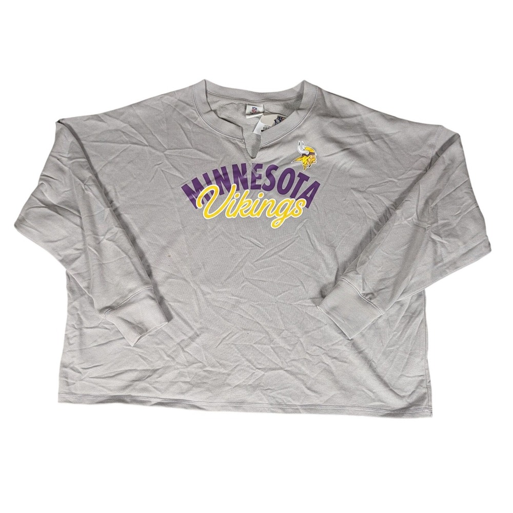 Minnesota Vikings V Neck Cropped Sweatshirt Shirt Women's 2XL‎ -stain